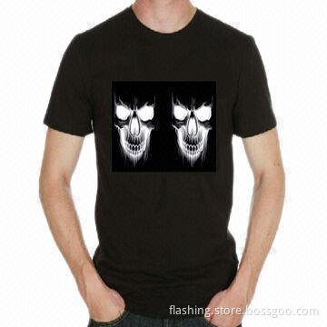 Hot Sale Flashing EL T-shirts, Made of 100% Cotton
